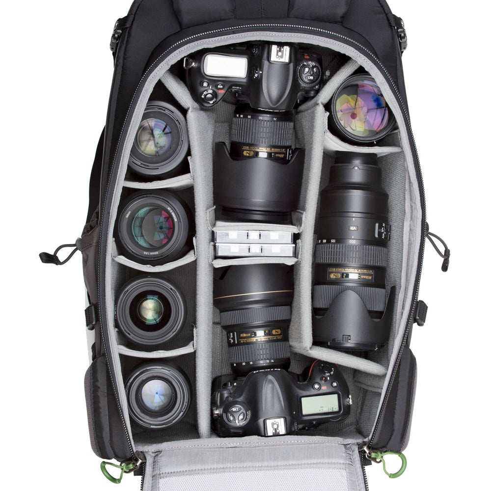 
                  
                    Backlight 36L Charcoal with Nikon D3S with 24-70mm f/2.8 attached, Nikon D4S with 14-24mm f/ 2.8 attached, 135mm f/2, 70-200mm f/2.8, 105mm f/2.8 macro, 85mm f/1.8, Sigma 35mm f/1.4 ART, 50mm f/1.4, filters
                  
                